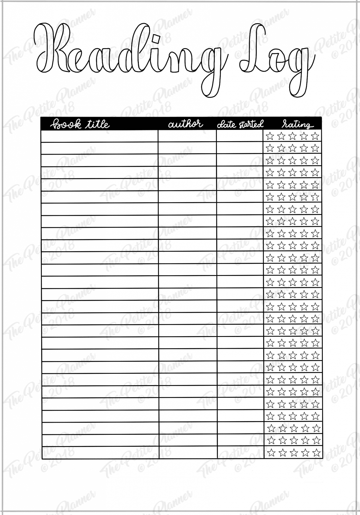 books to read & reading log printable